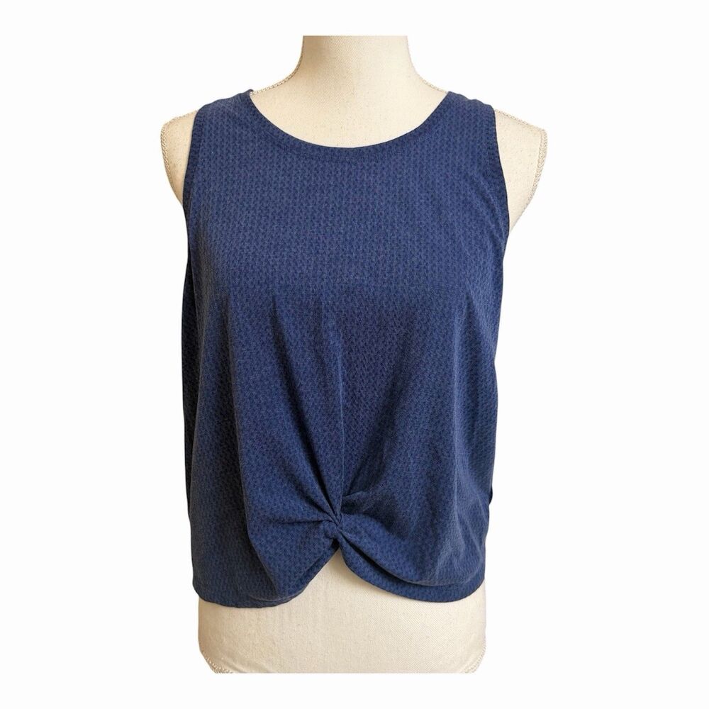 Gap Fit Breathe Women's M Blue LIghtweight Twist Front Tank Top Breathable Mesh